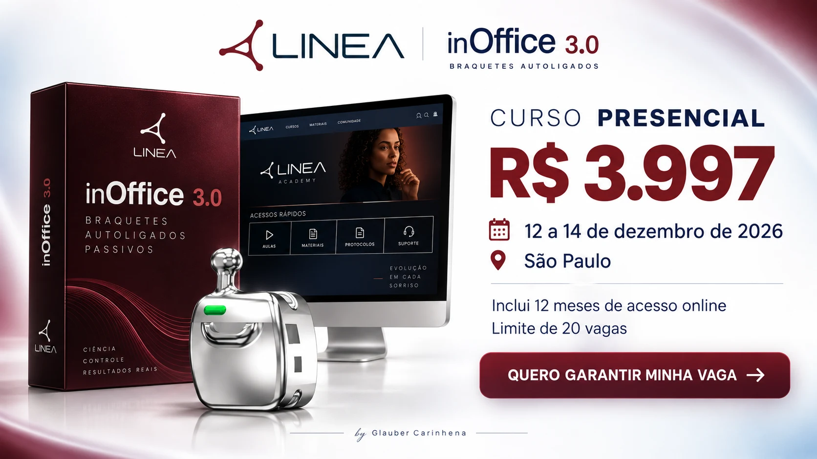 IN-OFFICE 3.0, curso presencial por R$ 3.997, de 12 a 14 de dezembro de 2026, em São Paulo. Inclui 12 meses de acesso online. Limite de 20 vagas.